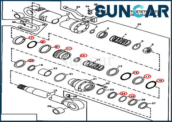 Corredo del corredo ISO9001 490 John Deere Cylinder Repair Seal di sigillamento del braccio AT264444