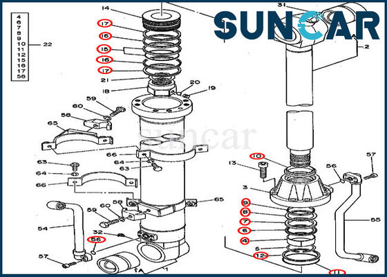 Corredo di riparazione idraulico della guarnizione del secchio AT264445 495D 490 John Deere Mechanical Sealing Parts