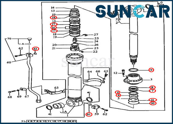 4369892 escavatore Seal Kits del corredo 490E JOHN DEEERE di servizio di riparazione del cilindro del braccio