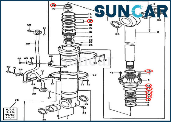Escavatore di Kit Repair Sealing Kit Fits 600C 550LC della guarnizione del cilindro dell'asta di JOHN DEERE 4660103