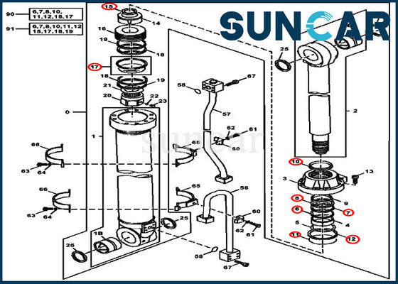 4438679 escavatore Seal Repair Kits del corredo 450LC 450CLC Deere del cilindro idraulico del braccio