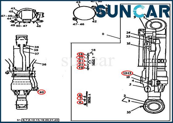 Guarnizione Kit Fits John Deere 790D del cilindro del braccio di Hydraulic Seals AT196478 dell'escavatore