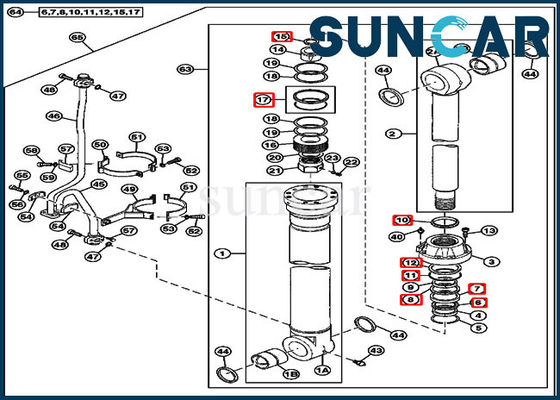 4614814 escavatore Boom Cylinder Service Kit Fits 750 corredi della guarnizione della sostituzione di 800C JOHN DEERE