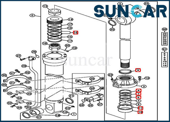 Un servizio sostitutivo Kit Cylinder Seal Kit Fits 850DLC 870GLC Deere di 4653863 secchi