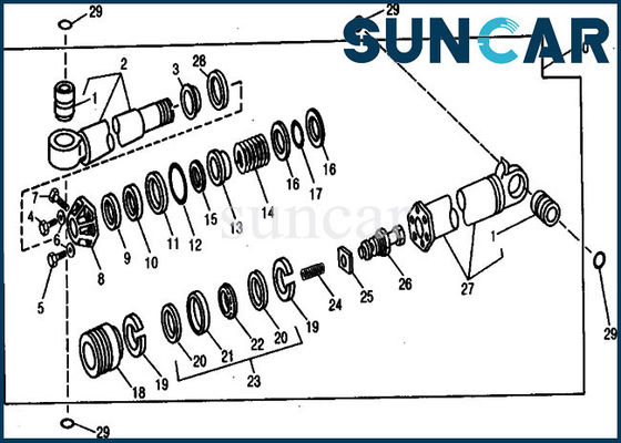 Corredo 890 990 John Deere Hydraulic Service Kits della guarnizione del cilindro della folla della sostituzione RE21195