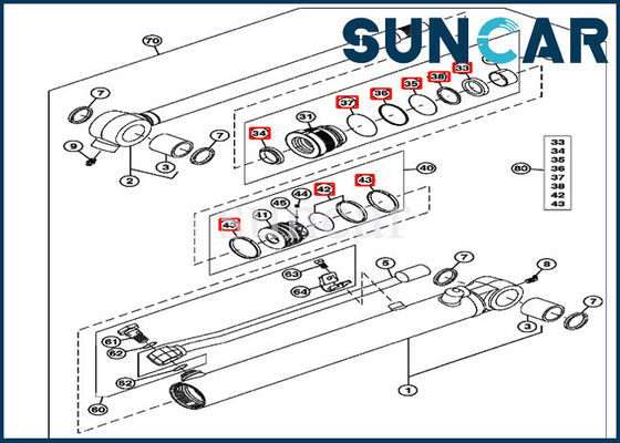 4652138 foro idraulico JOHN DEERE di Kit Fits 35mm Rod 55mm della guarnizione di riparazione del cilindro del secchio