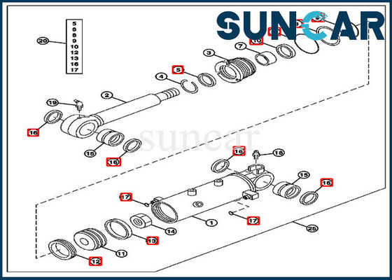 Una sostituzione di 4652458 lame che sigilla l'escavatore Cylinder Seal Kits di Kit John Deere 27D
