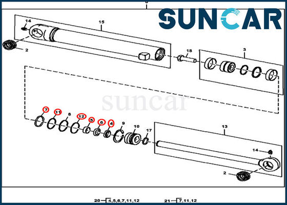 Guarnizione Kit Fits 35D 17D JOHN DEERE del cilindro del morsetto del secchio del corredo AH158827 del cilindro idraulico