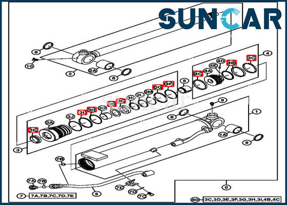 guarnizione Kit Fits di riparazione dell'asta di 17D JOHN DEERE 4667615 35 millimetri Rod cilindro del foro da 60 millimetri