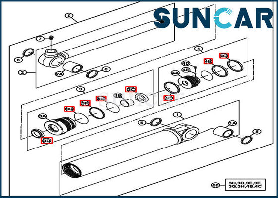 4667619 escavatore Hydraulic Service Kit dei corredi 17D della guarnizione di John Deere Swing Cylinder Repair