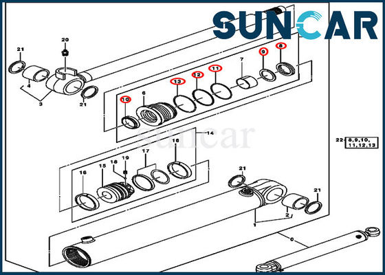 0843808 escavatore Boom Swing Service Kit Hydraulic Cylinder Seal Kit per John Deere 50C