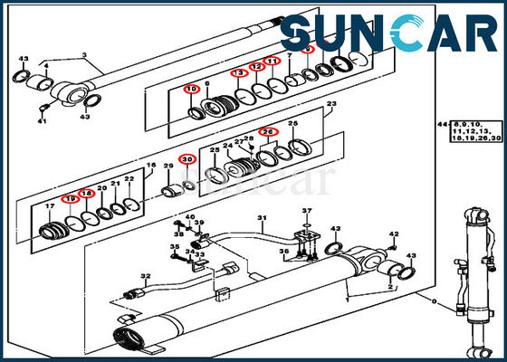 Riparazione del cilindro di 0844807 aste che sigilla l'escavatore Parts della sostituzione di DEERE di Kit JOHN