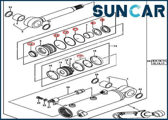 Escavatore idraulico John Deere di Kit For 50C della guarnizione di riparazione del cilindro dei corredi 0843907 della guarnizione della lama