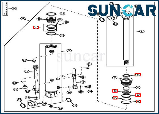 4614069 parti di sigillamento meccanico di Kit Cylinder Service Kit ISO9001 Deere della guarnizione del secchio