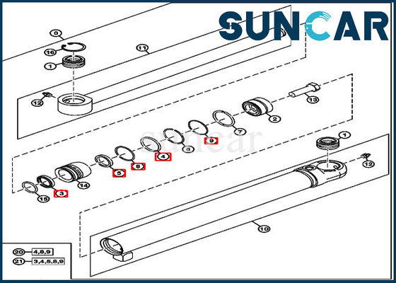 Guarnizione Kit For 60G 50ZTS John Deere del morsetto del secchio del corredo AH215765 del cilindro idraulico