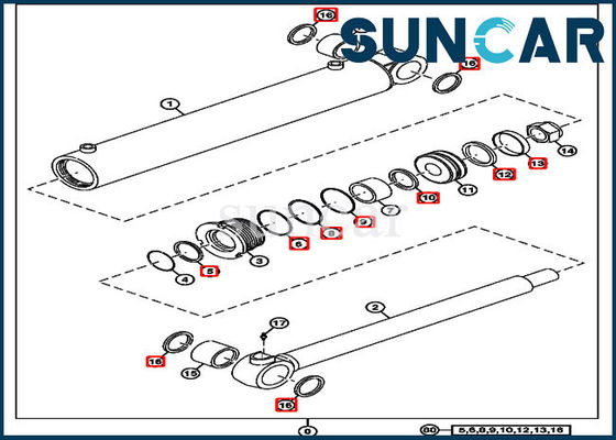 Corredo di riparazione della guarnizione del cilindro dell'oscillazione di 4705345 aste 50D John Deere Excavator Sealing Kits