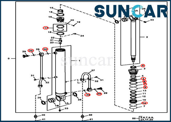 La riparazione Kit Cylinder Oil Seal Kits della guarnizione di 4687560 braccia misura l'escavatore Models 60D John Deere