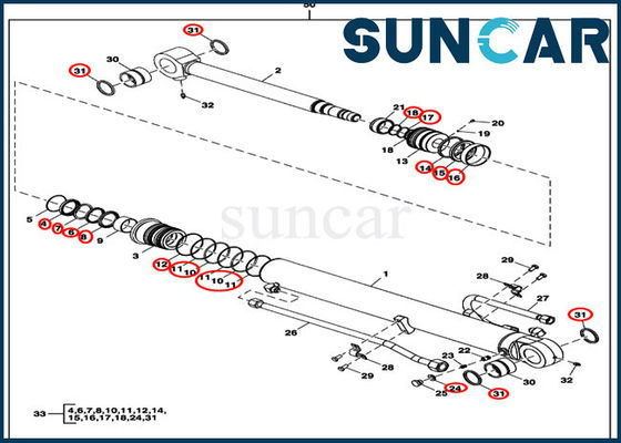 Guarnizione Kit Replacement Service Kit For John Deere 60D 60G del cilindro del braccio FYD00000086
