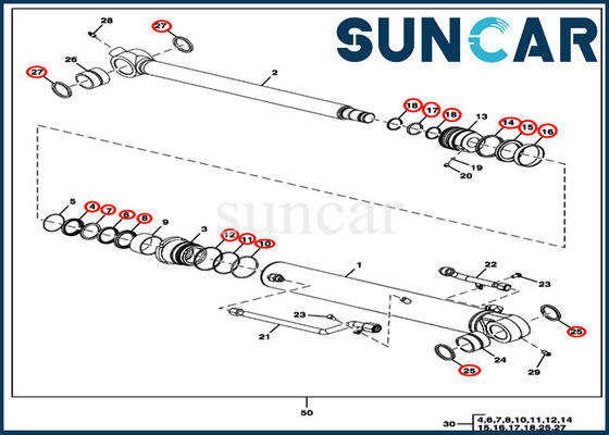 Guarnizione Kit Fits 60D 60G John Deere del cilindro della sostituzione del secchio FYD00000087