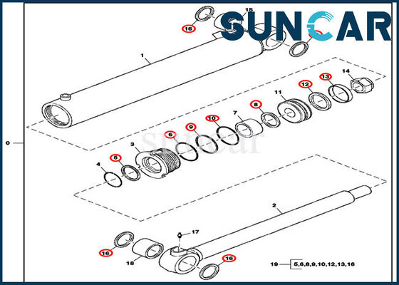 Escavatore Seal Replacement Kit di misure 60D Deere dei corredi della guarnizione dell'oscillazione dell'asta FYD00003973