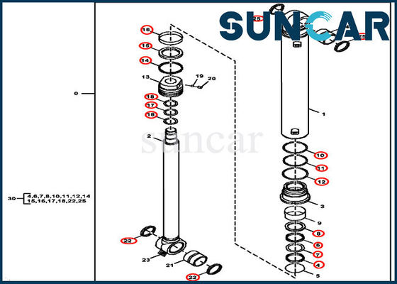 corredo di servizio del cilindro idraulico dell'oscillazione dell'asta del corredo FYD00003234 di sigillamento di 60G Deere