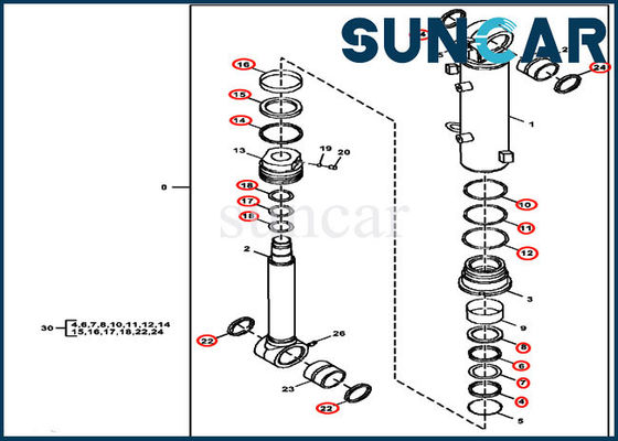 guarnizione Kit Blade Cylinder Sealing Kit di riparazione delle parti FYD00003245 di 60D 60G Deere