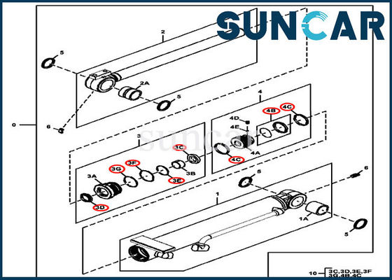 Guarnizione del cilindro idraulico 4614062 dell'angolo di passo Kit Fits For 60D 60G John Deere Machinery Sealing