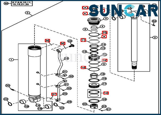 Riparazione Kit Boom Replacement Kits Fits John Deere 75D 85D della guarnizione di 4663491 cilindro