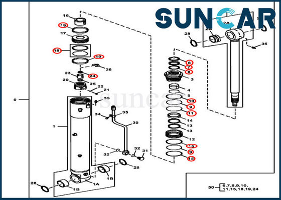 Riparazione del cilindro di 4696459 oscillazioni che sigilla i corredi idraulici della guarnizione del CYL di Kit Deere 85D 85G