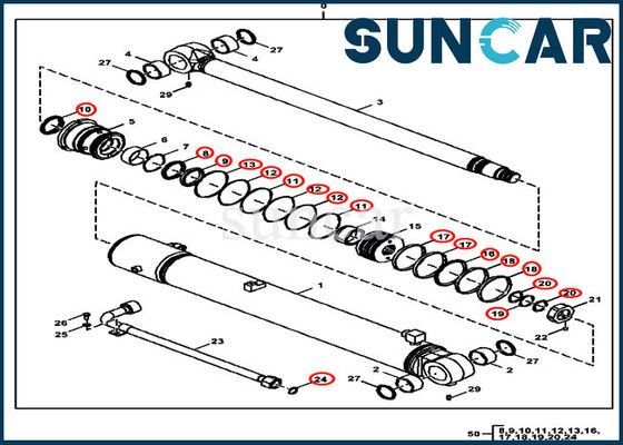 Modelli dell'attrezzatura di Kit Excavator Service Kit Fits John Deere 85D della guarnizione del cilindro dell'asta FYD00006231