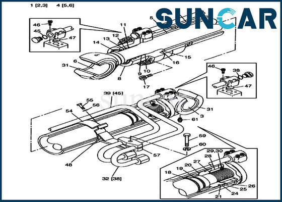 CASO idraulico CX225SR CX240 di Kit Cylinder Service Kits Fits della guarnizione dell'asta LZ00442