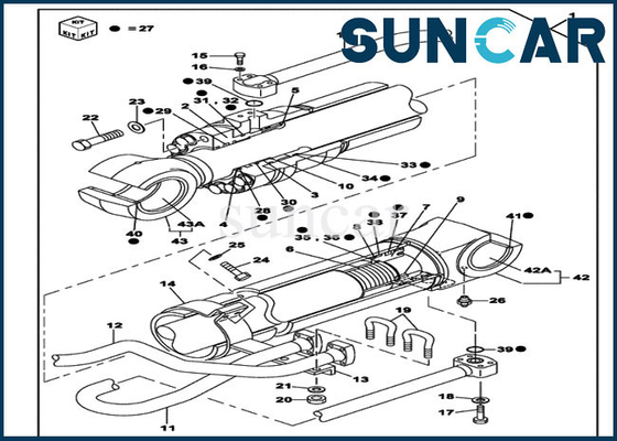 Parti di CASO CX350B CX330 di Kit Hydraulic Cylinder Kits Fits della guarnizione di riparazione dell'asta LZ007300