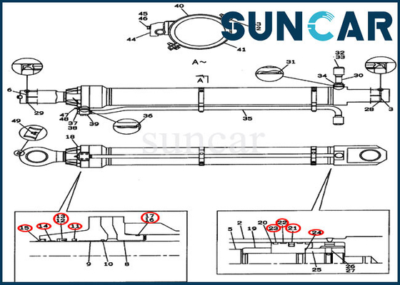 Corredo di Hydraulic Arm Sealing dell'escavatore della cassa del corredo CX800 di servizio del cilindro del secchio LZ00313