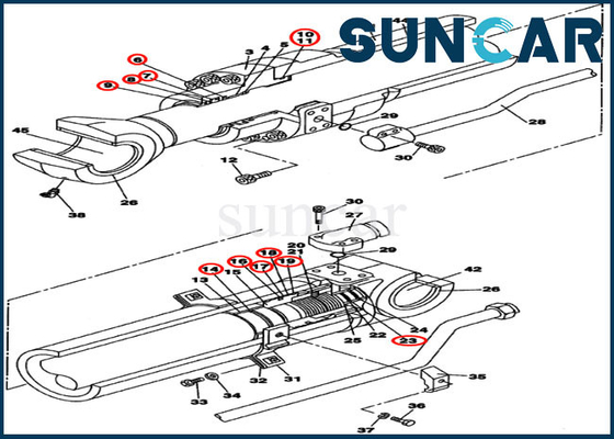 Caso CX160C CX160B di Kit Hydraulic Repair Kits Fits della guarnizione del cilindro di Dipper del braccio LZ008180