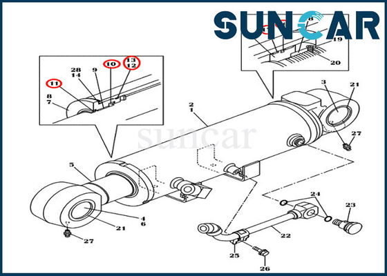 Corredo di riparazione della guarnizione della cassa dello SR CX130C di Kit Excavator CX145C della guarnizione del cilindro di lama LZ011480