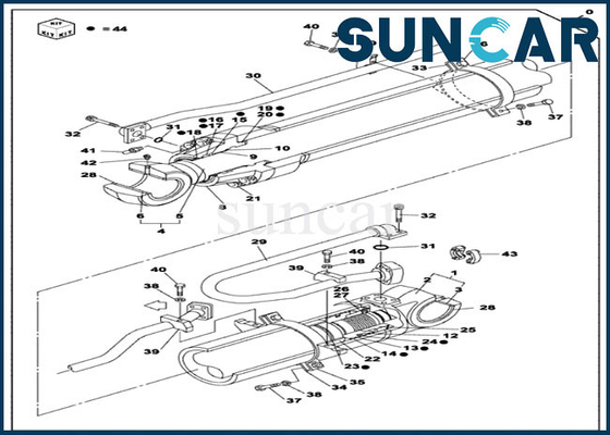 Guarnizione Kit Hydraulic Rebuild Kits di riparazione del cilindro delle parti LZ010160 Dipper dell'OEM di CASO di CX470C