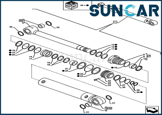 Guarnizione Kit Cylinder Sealing Kit del braccio del merlo acquaiolo dell'asta della cassa LZ012040 dello SR di CX80C CX75C