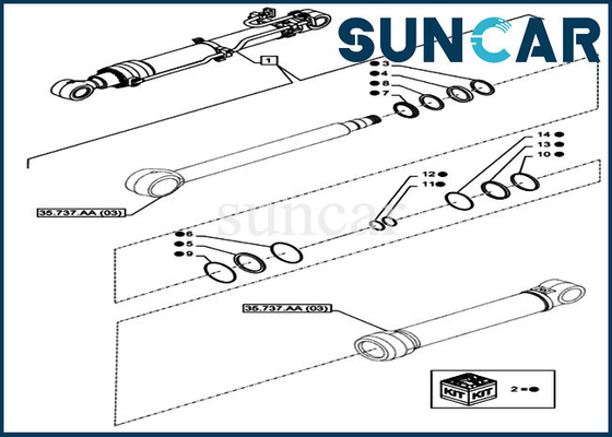 Guarnizione Kit Hydraulic Cylinder Repair Kits di riparazione del braccio di CASO LZ012100 di CX350D LC