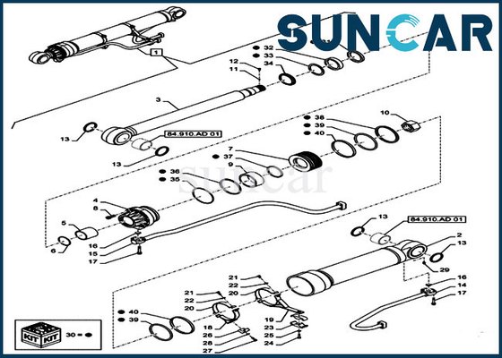 Guarnizione Kit For Excavator Case CX490D LC CX500D LC di riparazione del cilindro del corredo LZ013760 di sigillamento dell'asta