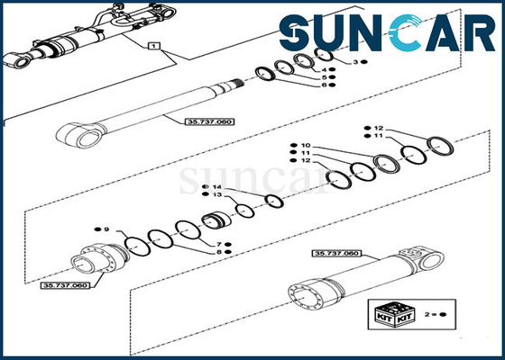 CASSA dell'escavatore CX750DRTC di Kit Cylinder Service Kit Fits di riparazione della guarnizione del braccio LZ014960