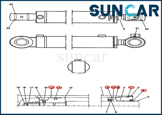 Costruzione di caso di Kit Fits Excavator CX14 della guarnizione della sostituzione del cilindro dell'oscillazione PE01V00005R100