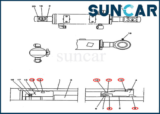 CASO di misure CX25 di Kit Cylinder Seal Replacement Kit della guarnizione della lama del bulldozer PV01V00038R300