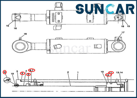 Modelli dell'attrezzatura di CASO di Kit Fits CX31 CX36 della guarnizione del cilindro di lama del bulldozer del braccio PW01V00048R300