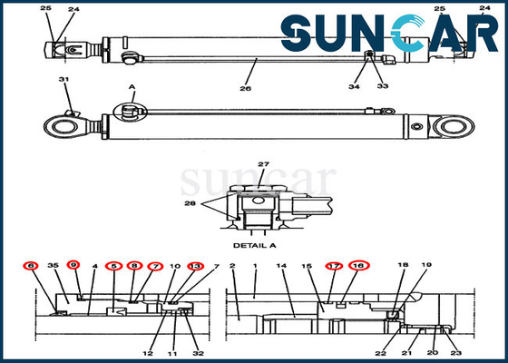 Escavatore Engineering Construction di caso di Kit Fits CX47 della guarnizione di riparazione del cilindro dell'oscillazione PH01V00014R300