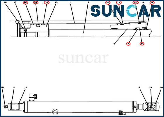 Corredi idraulici della sostituzione di caso di Kit Excavator CX17B della guarnizione di riparazione del cilindro del secchio PU01V00035R300
