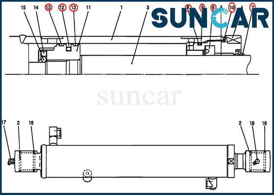 Corredo di servizio del cilindro di Kit For Case CX27B CX17B della guarnizione della lama del bulldozer del secchio PV01V00045R300