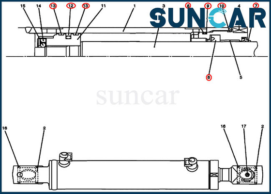 Escavatore di Kit Fits Model CX17B di riparazione della guarnizione del cilindro dell'oscillazione dei corredi PU01V00028R300 dell'OEM di CASO