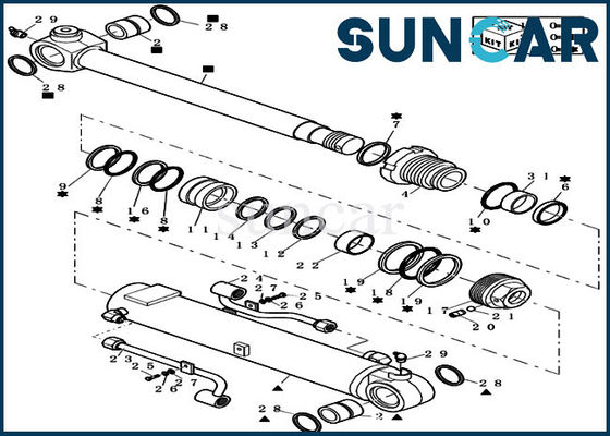 Una guarnizione Kit Case Cylinder Repair Kits di 72282781 secchio per CX20B CX22B Mini Crawler Excavator