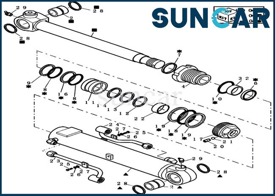 Sostituzione Kit Hydraulic Oil Seal Kit del cilindro del braccio dell'asta di CX27B Mini Crawler Excavator 72280471