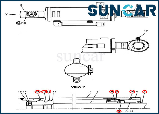 Corredo della guarnizione della sostituzione del bulldozer di caso di Kit Excavator CX27B di servizio del cilindro di lama PV01V00047R300